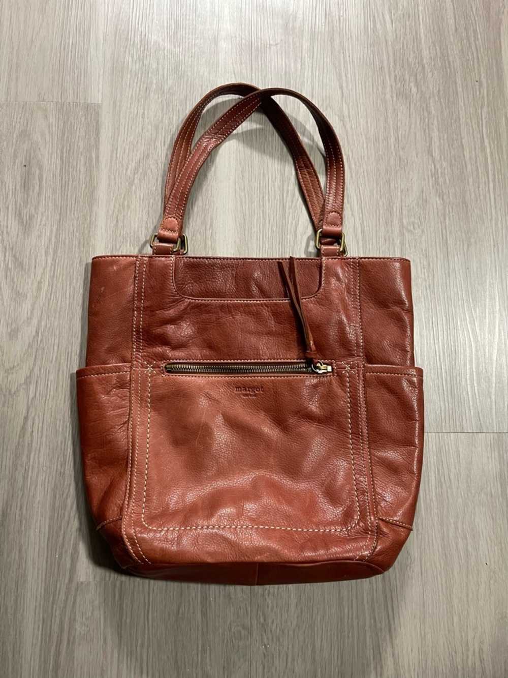 margot Chestnut Leather Shoulder Bag